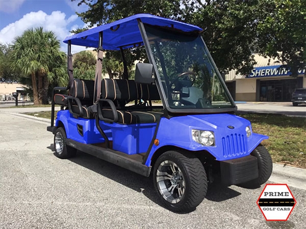 Blue Tomberlin 6 Passenger Golf Cart berkeley golf cart rental, golf cart rentals