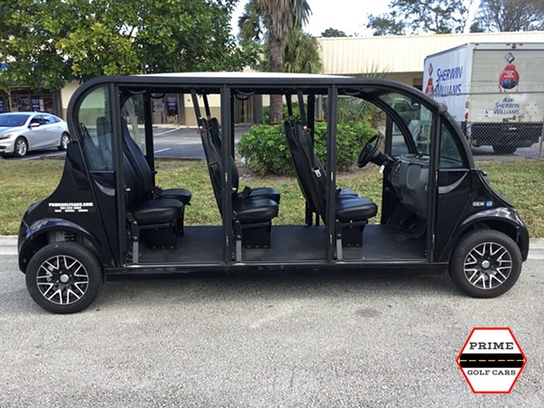 Polaris Gem 6 Passenger Black Golf Cart Rental Without Doors affordable golf cart rental, golf cart rent berkeley