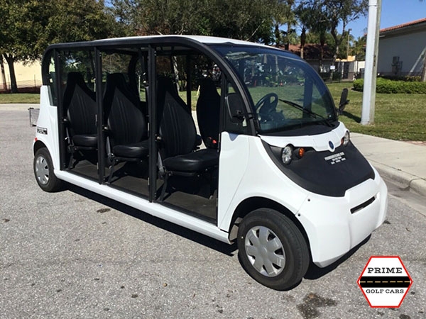 Polaris Gem 6 Passenger White Golf Cart Rental Without Doors affordable golf cart rental, golf cart rent berkeley