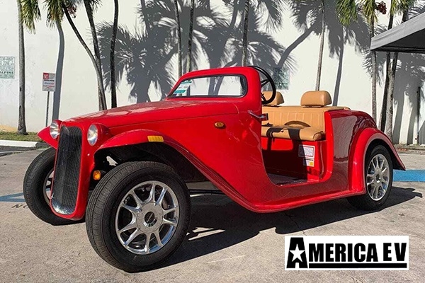 Red America EV California Roadster 4 Passenger Golf Cart affordable golf cart rental, golf cart rent berkeley