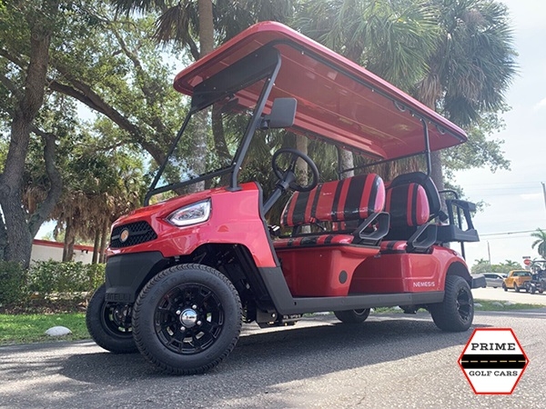 Red Bintelli Beyond 6 Passenger Golf Cart affordable golf cart rental, golf cart rent berkeley