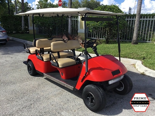 Red EZGO 6 Passenger Golf Cart affordable golf cart rental, golf cart rent berkeley