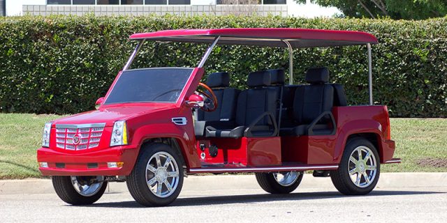 Red Escalade Limo Golf Cart affordable golf cart rental, golf cart rent berkeley