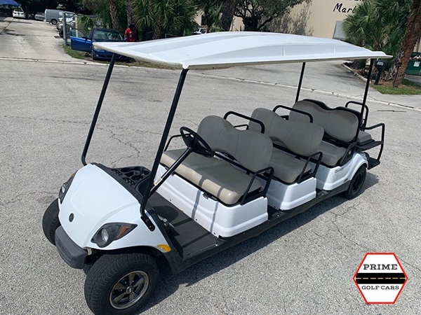White 8 Passenger Yamaha Golf Cart affordable golf cart rental, golf cart rent berkeley