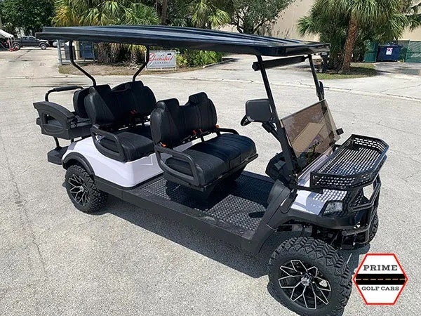 White Aluma 6 Passenger Lifted Golf Cart affordable golf cart rental, golf cart rent berkeley