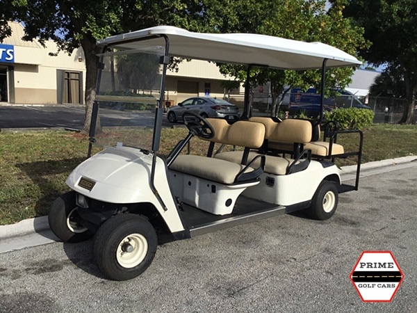 White EZGO 6 Passenger Golf Cart affordable golf cart rental, golf cart rent berkeley