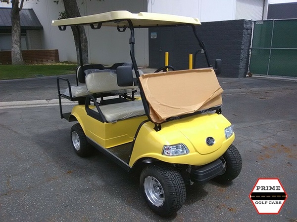 Yellow Evolution 4 Passenger Golf Cart affordable golf cart rental, golf cart rent berkeley