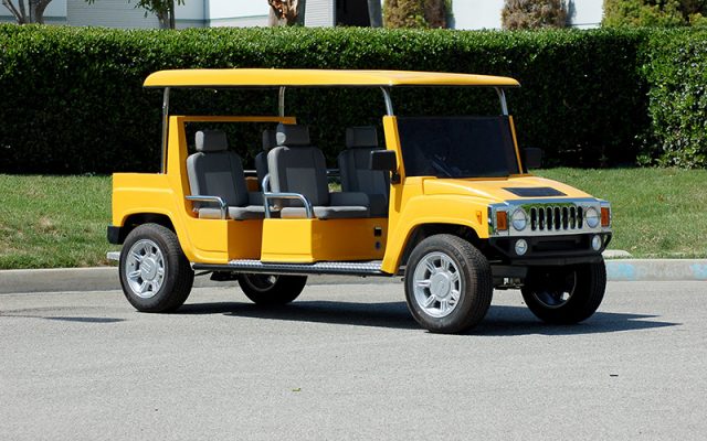 Yellow Hummer Limo Golf Cart affordable golf cart rental, golf cart rent berkeley